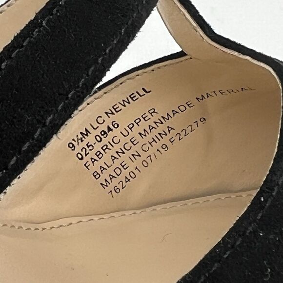Liz Claiborne Newell Black Vegan Suede Closed Pointed Toe Strappy Heels 9.5 - Picture 12 of 12